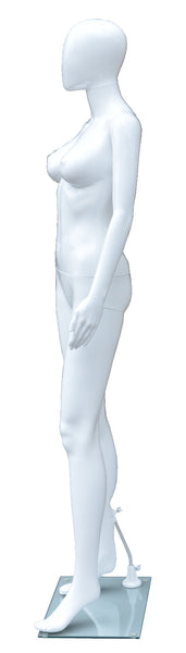 Display Mannequin with Egg Face in White for Female, Plastic hard to break, Height: 68, Chest:33, Waist: 24, Hip: 33 inch