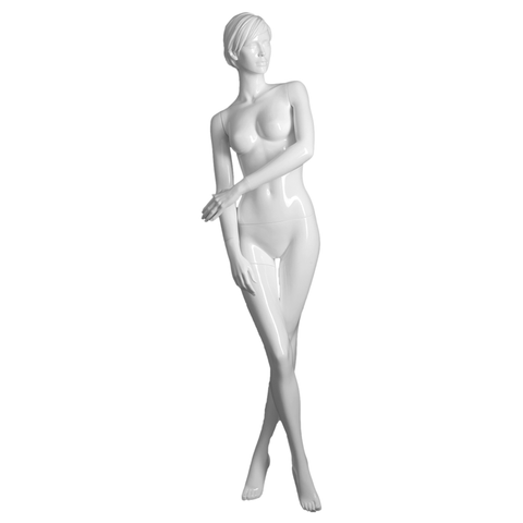 White realistic female mannequin with right leg crossed over - Elizabeth 4