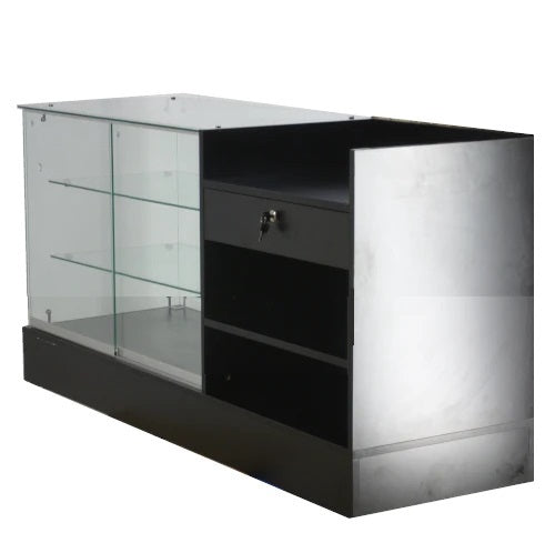 Frameless glass showcase with register stand 60 x 20 x38 - inch