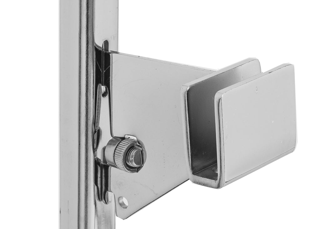 wall standards and brackets- 3-3/8 - inch rectangular hangrail bracket chrome for heavy duty standard