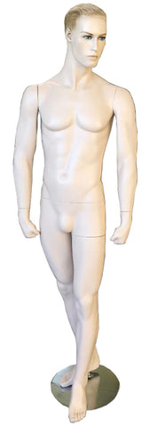 Male fiber glass standing skin tone mannequin