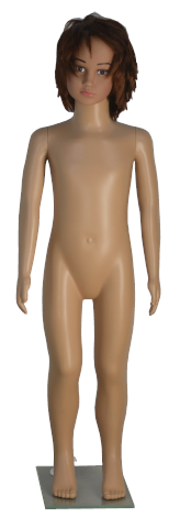 Skin tone 43 - inch high realistic child mannequin with wig and glass base