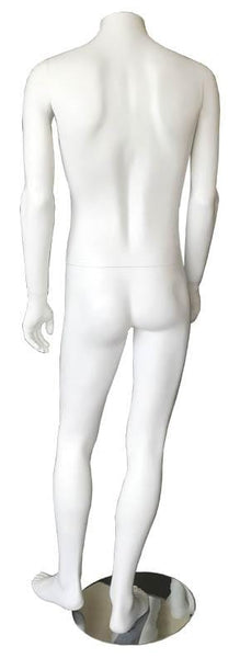 Male fiber glass standing white headless mannequin ---M633