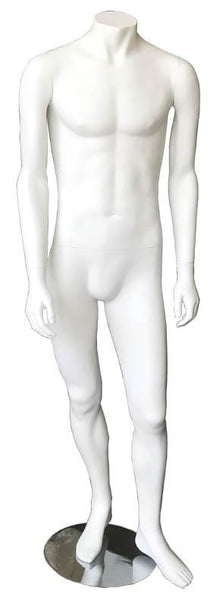 Male fiber glass standing white headless mannequin ---M633