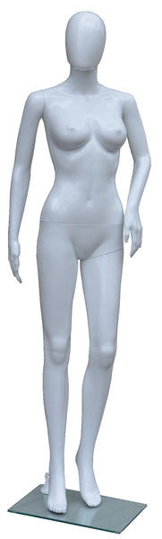 Mannequin with Egg Face in White for Female, Plastic and Hard to Break - ABFA-3-1W