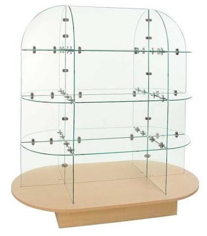 Oval base glass display unit
