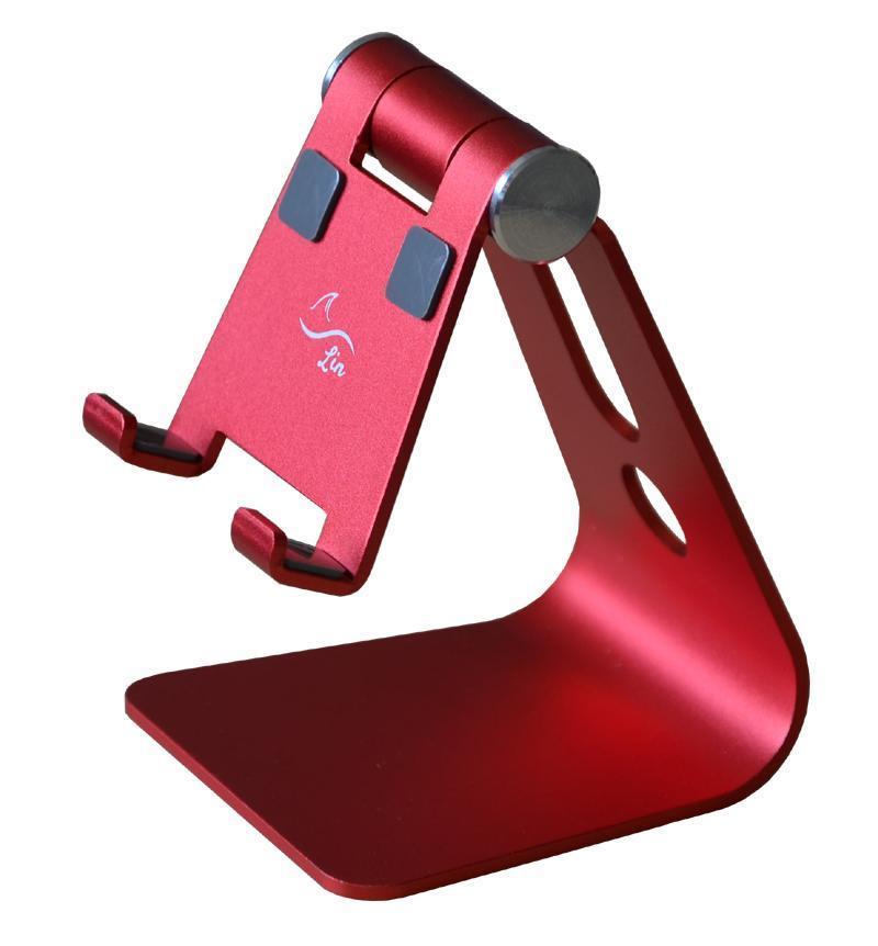 Adjustable Desktop Cell Phone Stand Portable Aluminum Tablet holder ---- Red