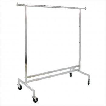 Clothes rack - Adjustable single hangrail rolling rack chrome 60 - inch long