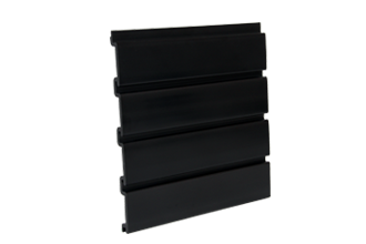 PVC Slatwall 4 x 1 - Foot Black, and 8 pcs of 4 x 1 - Foot Make 1pc Standard 4 x 8 - Foot Vertical Slatwall