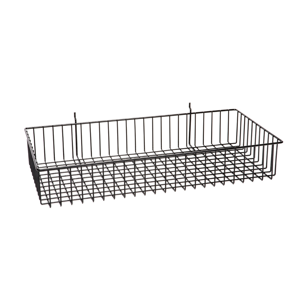 24''L x 12''Wx 4''H wire basket. Available finish: black and white