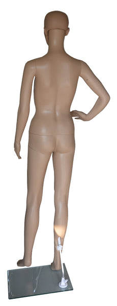 Store Mannequin Female Back View, Plastic, Unbreakable Skin Tone with Glass Base. Height: 68, Chest:32, Waist:24, Hip: 33-Inch
