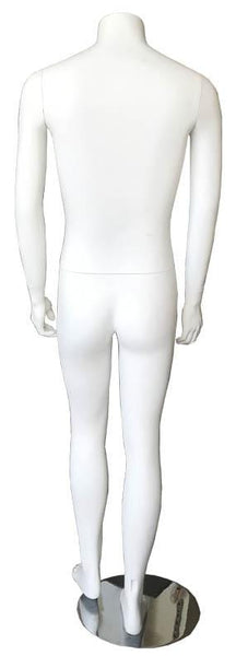 Male fiber glass standing white headless mannequin ---TCH025