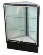 Glass Display Triangle With Black Electrophoresis Aluminum Frame And Tempered Glass  - 38 x20 x 20 - Inch