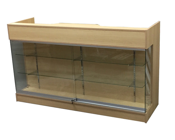 Glass Showcase Counter In Maple - 72" L x 22" W x 42" H